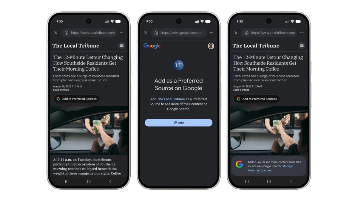 Google给出版商新工具：让读者将其设为优先来源对冲AI搜索流量下滑