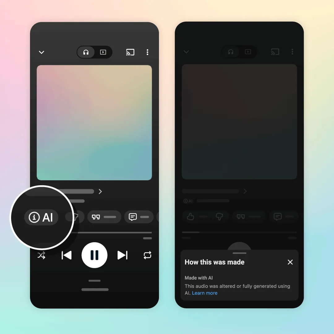 YouTube Music上线AI生成音乐标签，听众可查看创作参与度